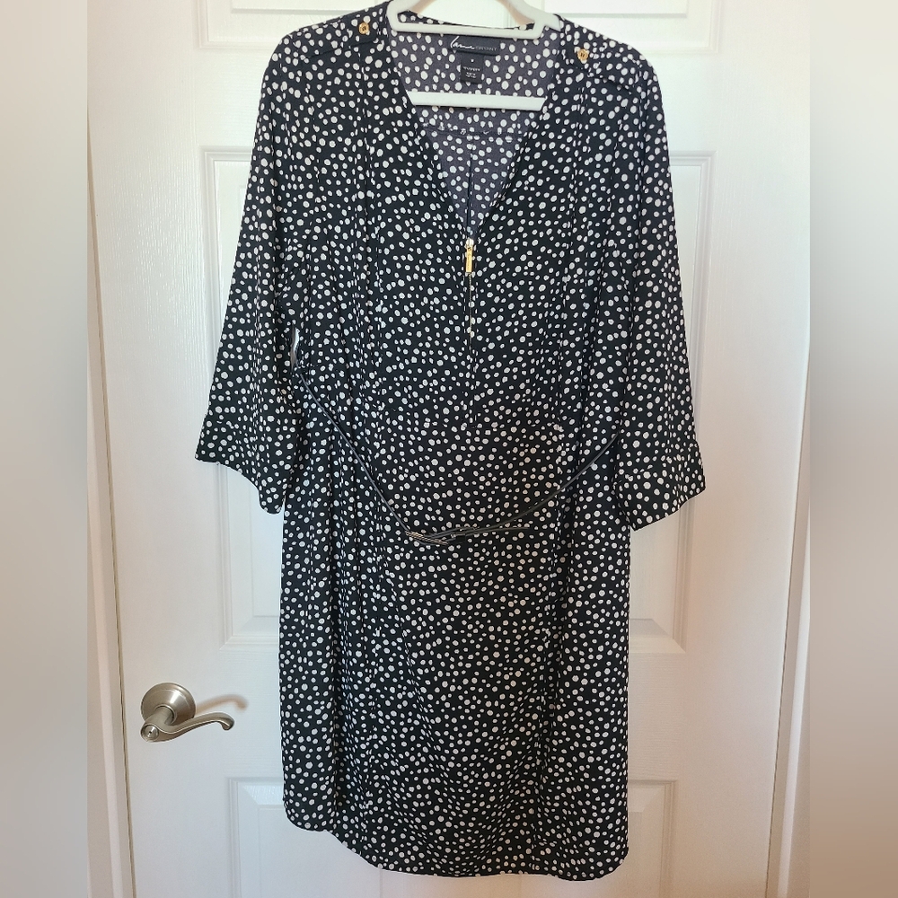 Lane Bryant Black V-Neck 3/4 Sleeve Dress